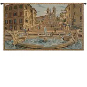 Alberto Passini Piazza di Spagna Italian Tapestry Wall Hanging 12x19 Inch Cotton Jacquard Woven Wall Tapestry - A - H 12" x W 19"