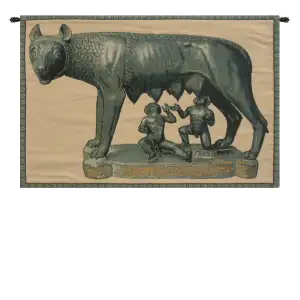 Alberto Passini Lupa Capitolina Tapestry Wall Hanging 12 x 19 in Ancient Rome Jacquard Woven Italian Wall Decor