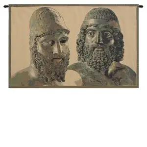 Alberto Passini Bronzi di Riace Tapestry Wall Hanging 12 x 19 in Classical Greek Jacquard Woven Italian Wall Decor