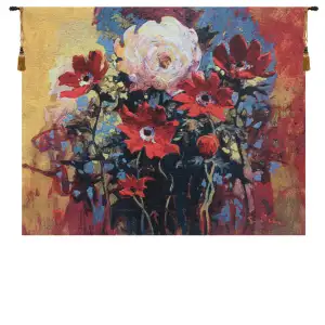 Simon Bull Bouquet Tapestry Wall Hanging 29 x 36 in Contemporary Floral Jacquard Woven Fine Art Wall Decor