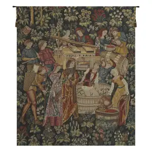 Le Pressoir French Tapestry Wall Hanging 51 x 43 in Traditional Vineyard Harvest Jacquard Woven European Wall Decor