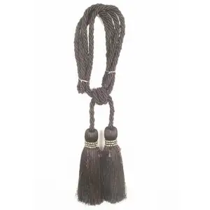 Milano Black Decorative Tapestry Tassels Pair Min-Max Length 7.5 Inch
