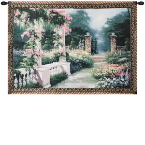 Afternoon Repose Fine Art Tapestry Wall Hanging 35 x 53 in Garden Landscape Jacquard Woven Decorative Wall Decor