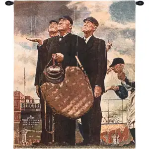 Norman Rockwell Bottom of the Sixth Fine Art Tapestry Wall Hanging 48 x 38 in Americana Baseball Wall Decor