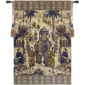 Spice Market Fine Art Tapestry Wall Hanging 56 x 38 in Market Scene Jacquard Woven Decorative Wall Art