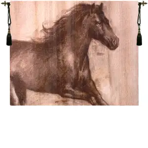 Dynamic Stallion Fine Art Tapestry Wall Hanging 50 x 62 in Equestrian Horse Jacquard Woven Decorative Wall Decor