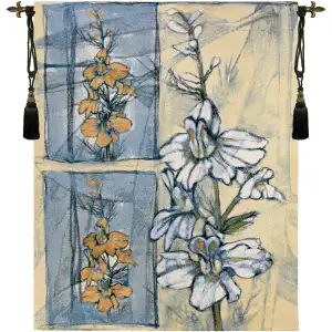 Embellished Wildflower Collage Fine Art Tapestry Wall Hanging 45 x 35 in Botanical Floral Jacquard Woven Wall Decor