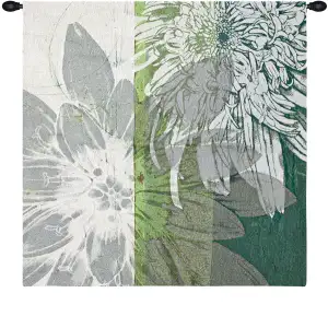 Graphic Blooms I Fine Art Tapestry Wall Hanging 40 x 40 in Modern Floral Jacquard Woven Decorative Wall Decor