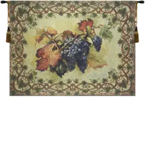 Ready for Harvest Tapestry Wall Hanging 41 x 55 in Wine Vineyard Grapes Jacquard Woven European Wall Decor