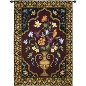 Genovia Floral Tapestry Wall Hanging 53 x 38 in Botanical Flowers Jacquard Woven Traditional European Wall Decor