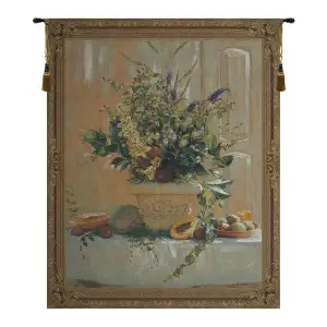 Fruit and Floral Tapestry Wall Hanging 53 x 39 in Botanical Still Life Jacquard Woven Traditional Wall Decor