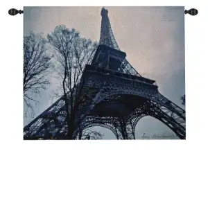 Eiffel Tower Fine Art Tapestry Wall Hanging 35 x 42 in Paris Landmark Jacquard Woven French Wall Decor