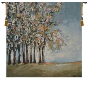 Tree in Spring Fine Art Tapestry Wall Hanging 35 x 35 in Botanical Landscape Jacquard Woven Wall Decor