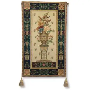 Mum Pedestal Vase Tapestry Wall Hanging  44x26 Inch Cotton Jacquard Woven Wall Tapestry