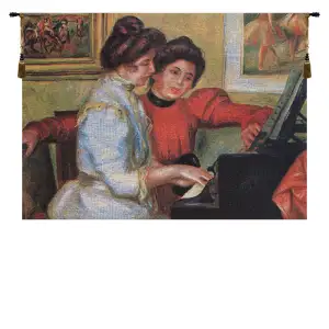 Pierre Auguste Renoir Piano Belgian Tapestry Wall Hanging 18 x 24 in Impressionist Jacquard Woven Fine Art Decor