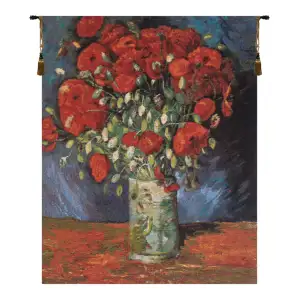 Vincent Van Gogh Poppy Flowers Tapestry Wall Hanging 30 x 24 in Floral Fine Art Jacquard Woven Wall Decor