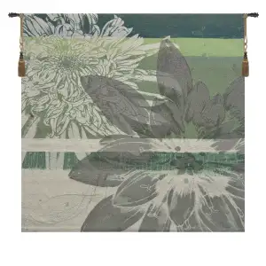 Graphic Blooms II Fine Art Tapestry Wall Hanging 40 x 40 in Modern Floral Jacquard Woven Decorative Wall Decor