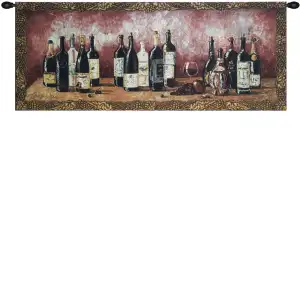 Fruit And Wine Melody Tapestry Wall Art 53 in. x 22 in. Jacquard Woven Still Life Wall Hanging