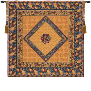 Floral Harvest Jacquard Woven Tapestry Throw Blanket 59x59 Inch Botanical Home Decor