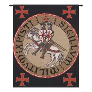 Sceau Templier Tapestry Wall Hanging 23 x 18 in Medieval Knight Seal Jacquard Woven European Wall Decor