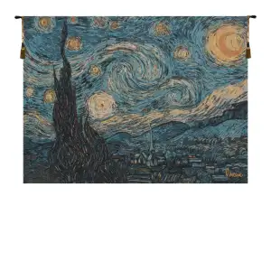 Vincent Van Gogh The Starry Night Tapestry Wall Hanging 26 x 34 in Impressionist Jacquard Woven Wall Decor