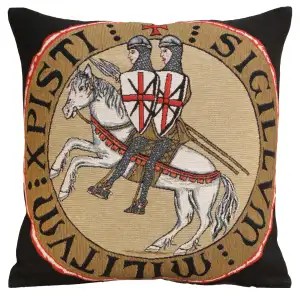 Medieval Sceau Templier I Tapestry Pillow Cover 18x18 Inch Cotton Jacquard Woven Cushion Cover