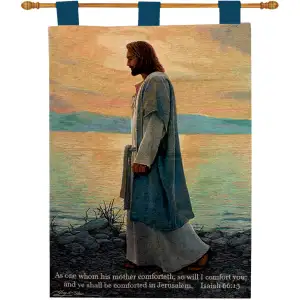 Greg Olsen Walk With Me Fine Art Tapestry Wall Hanging 36 x 26 in Inspirational Religious Jacquard Woven Decor