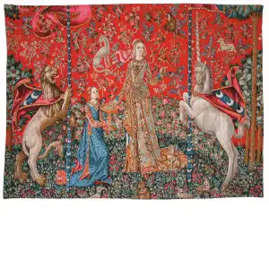 Le Gout II French Tapestry Wall Hanging 27 x 36 in Lady Unicorn Medieval Jacquard Woven Wall Decor