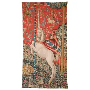 Le Licorne II French Tapestry Wall Hanging 27 x 14 in Medieval Unicorn Jacquard Woven European Wall Decor