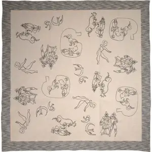 En Un Trait I French Jacquard Woven Tapestry Throw Blanket 56x56 Inch European Decor