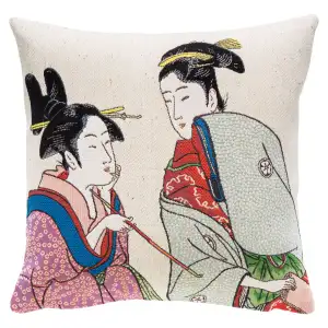 Opium French Tapestry Pillow Cover 18x18 Inch Cotton Jacquard Woven Cushion Cover