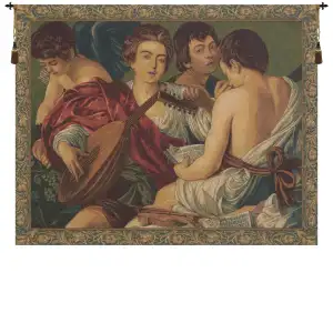 Michelangelo Concerto Caravaggio Tapestry Wall Hanging 23 x 26 in Renaissance Classical Music Jacquard Woven Decor
