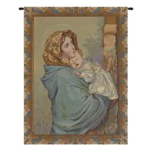 Roberto Ferruzzi Madonna Ferruzzi Italian Tapestry Wall Hanging 24x20 Inch Cotton Jacquard Woven Wall Tapestry