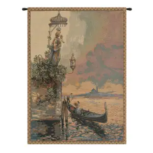 Alberto Passini Gondola Italian Tapestry Wall Hanging 26x19 Inch Cotton Jacquard Woven Wall Tapestry