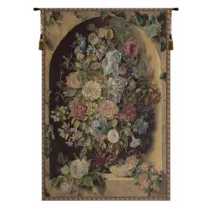 Alberto Passini Large Flowers Piece Italian Tapestry Wall Hanging 54x37 Inch Cotton Jacquard Woven Wall Tapestry