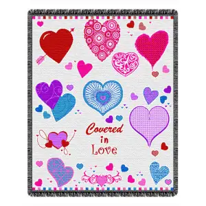 Covered in Love Jacquard Woven Tapestry Throw Blanket 58x60 Inch Inspirational Home Decor