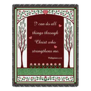 I Can Do All Things Jacquard Woven Tapestry Throw Blanket 60x45 Inch Inspirational Decor