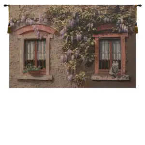Alessia Cara Windows Wisteria Italian Tapestry Wall Hanging 33x53 Inch Cotton Jacquard Woven Wall Tapestry