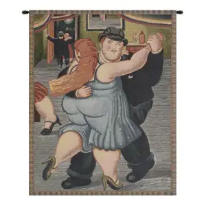 Fernando Botero Angulo Blu Tapestry Wall Hanging 24 x 20 in Figurative Fine Art Jacquard Woven Wall Decor