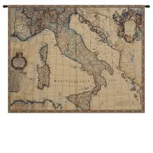 Alessia Cara Ancient Map of Italy Italian Tapestry Wall Hanging 25x33 Inch Cotton Jacquard Woven Wall Tapestry