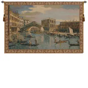 Rialto Bridge Italian Tapestry Wall Hanging 13x19 Inch Cotton Jacquard Woven Wall Tapestry