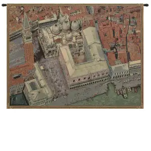 Alessia Cara Venice from Above Tapestry Wall Hanging 38 x 54 in Italian Cityscape Jacquard Woven Wall Decor - B - H 24" x W 34"