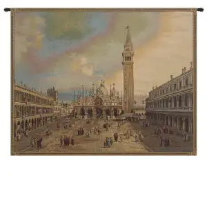 Canaletto San Marco Square Tapestry Wall Hanging 38 x 54 in Venice Cityscape Italian Jacquard Woven Wall Decor