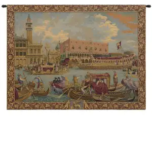 Canaletto Bucintoro Italian Tapestry Wall Hanging 24x35 Inch Cotton Jacquard Woven Wall Tapestry