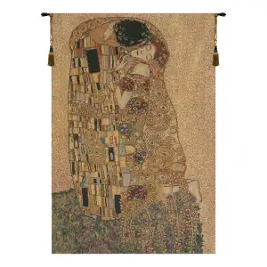 Gustav Klimt The Kiss II Tapestry Wall Hanging 54 x 38 in Art Nouveau Jacquard Woven Fine Art Decor - C - H 19" x W 13"
