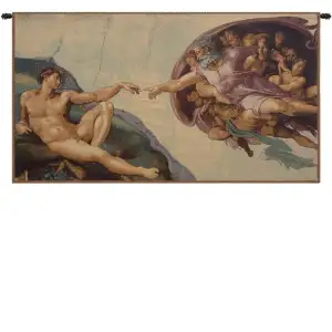 Michelangelo The Creation Tapestry Wall Hanging 26 x 45 in Renaissance Biblical Art Jacquard Woven Italian Wall Decor - B - H 12" x W 22"
