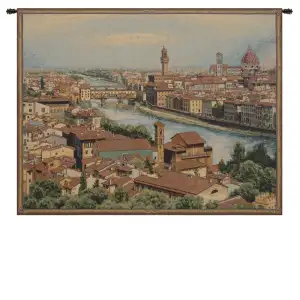 Alessia Cara View of Florence Tapestry Wall Hanging 36 x 54 in Italian Cityscape Jacquard Woven Wall Decor - C - H 13" x W 19"