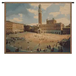 Alessia Cara Siena Square Tapestry Wall Hanging 38 x 54 in Tuscany Italian Cityscape Jacquard Woven Wall Decor - C - H 12" x W 19"