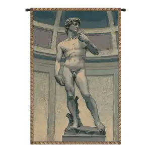 Michelangelo Statue of David Tapestry Wall Hanging 19 x 12 in Renaissance Sculpture Jacquard Woven Italian Wall Decor
