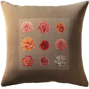 Floral Roses Tapestry Pillow Cover 19x19 Inch Cotton Jacquard Woven Cushion Cover